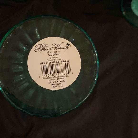Set of 2, The Pioneer Woman Adeline Teal Ice Tea Glasses Goblets 6 3/4” - Picture 4 of 5